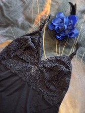 Vintage Vassarette Camisole Large 40 Black Nylon Lace Sheer 90s Y2K Lingerie Top