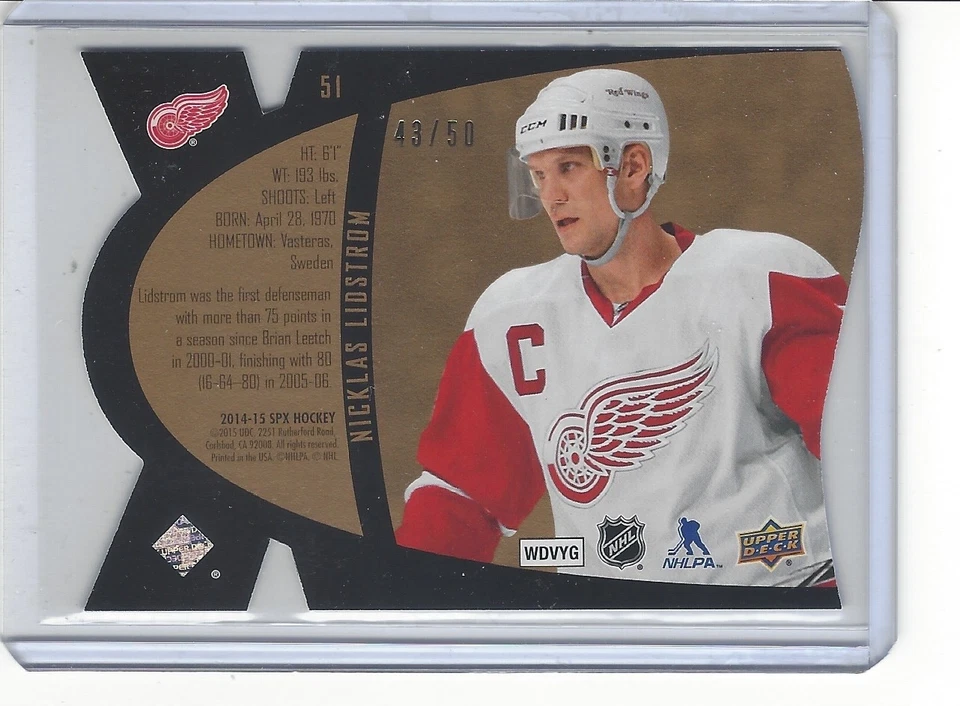 2014-15 UD SPX Retro Grand finale Gold NICKLAS LIDSTROM #43/50 - Image 2 of 2