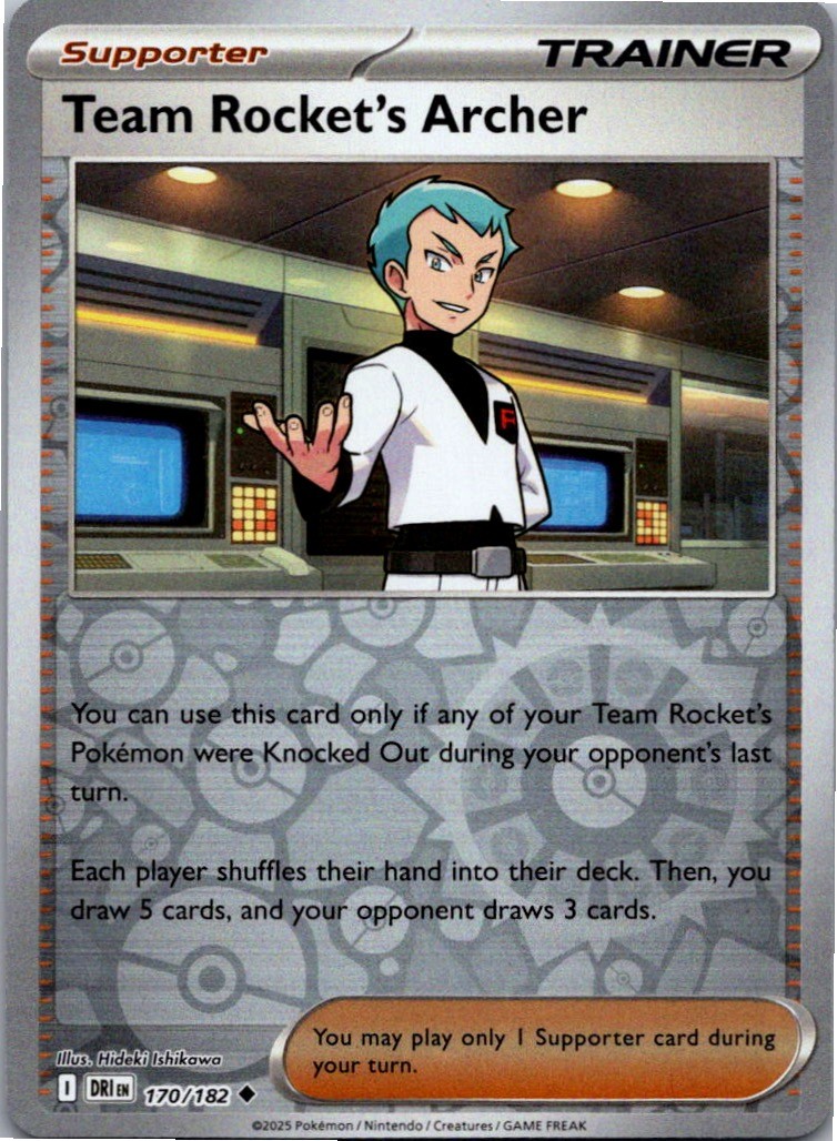 Team Rocket's Archer 170/182 Uncommon Destined Rivals Pokemon Reverse Holo NM