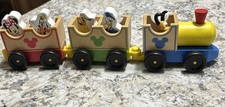 Melissa Doug All Aboard Wooden Train Set 3 Cars 4 Characters