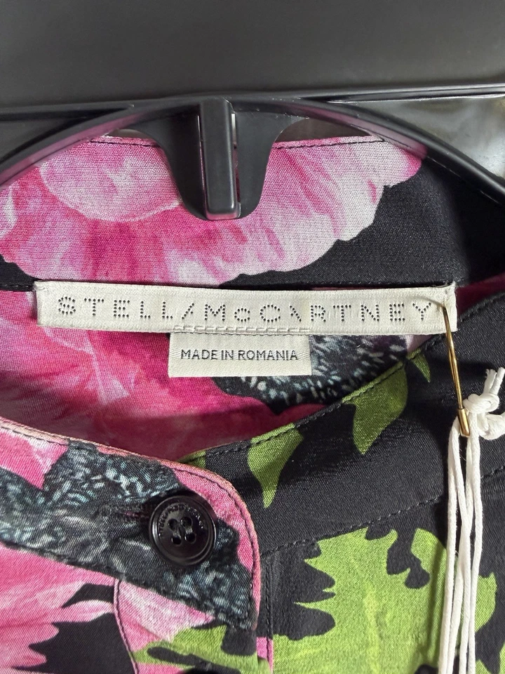 Camisa STELLA MCCARTNEY Amapola Estampado Floral 100% Seda Abotonada Talla IT 48 NUEVA CON ETIQUETAS $1225 Foto 3 de 4