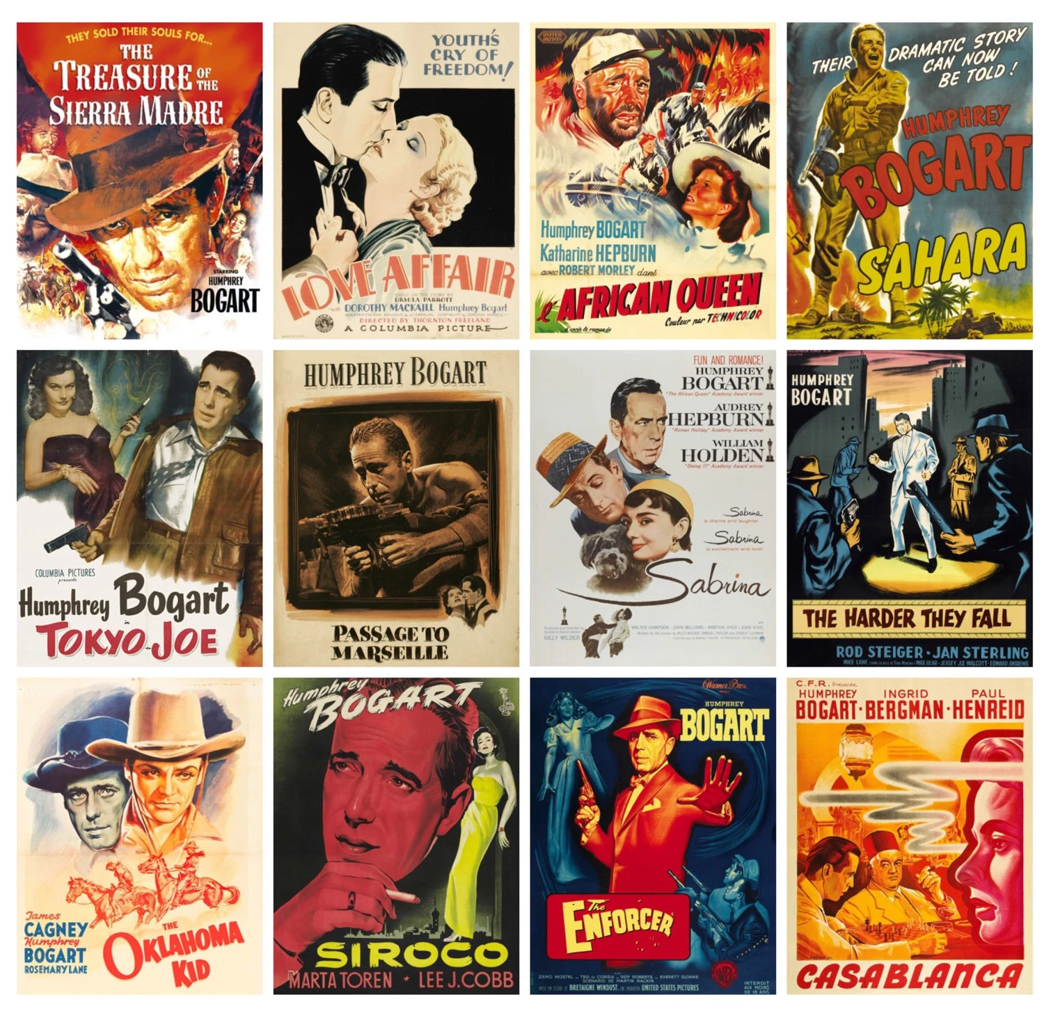 2026 Wall Calendar Humphrey Bogart Film Noir Vintage Movie Posters