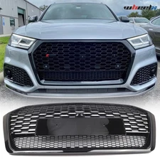 For 2017-20 Audi Q5 SQ5 B9 Pianted Black Honeycomb Grill RS4 Style Upper Grille