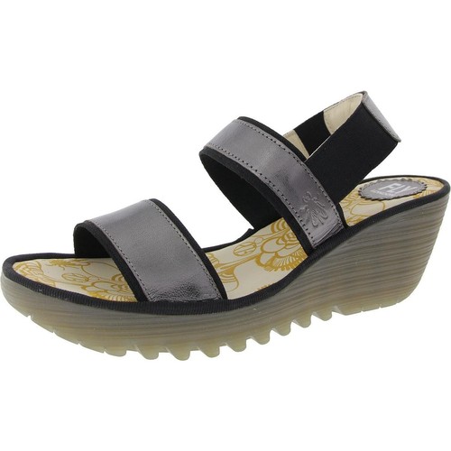FLY London Womens Silver Stretch Leather Slingback Heels 40 BHFO 3067
