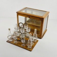Antico porta liquori da viaggio - tantalio - legno - ottone - argentato - bicchieri