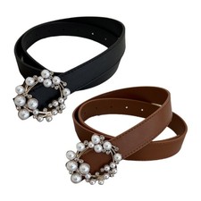 Nightclub Ladies Waist Belt Light Luxurious Waist Strap Pearl Buckle Waist Belt