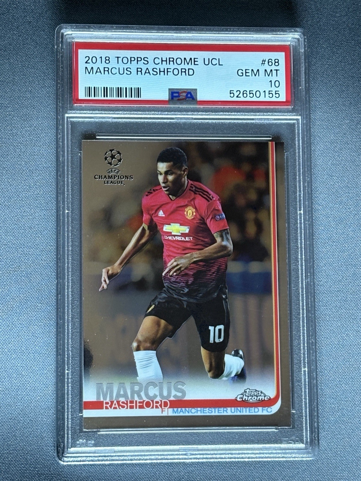 MARCUS RASHFORD 2018 TOPPS CHROME UCL #68 PSA 10