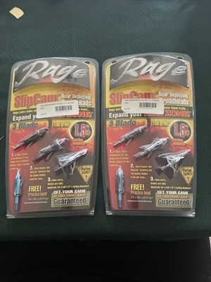 Rage Broadheads 3 Blade 100 Grain Practice Heads Broad Head Lot Of 2 Packages