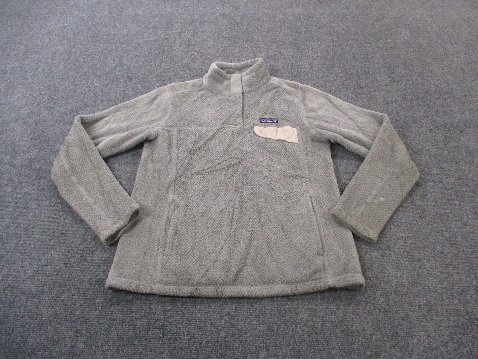 Patagonia Jacket Womens M Gray Snap T Fleece Fuzzy Sweater Outdoors Camping