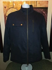 Sz M Mens Rodd & Gunn Navy Heavy Cotton Full Zip Lined Utility Work Coat Jacket