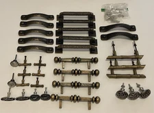 34 Mixed Drawer Pulls & Knobs Bronze Brass Heavy Duty Upcycle Refinish DIY Lot