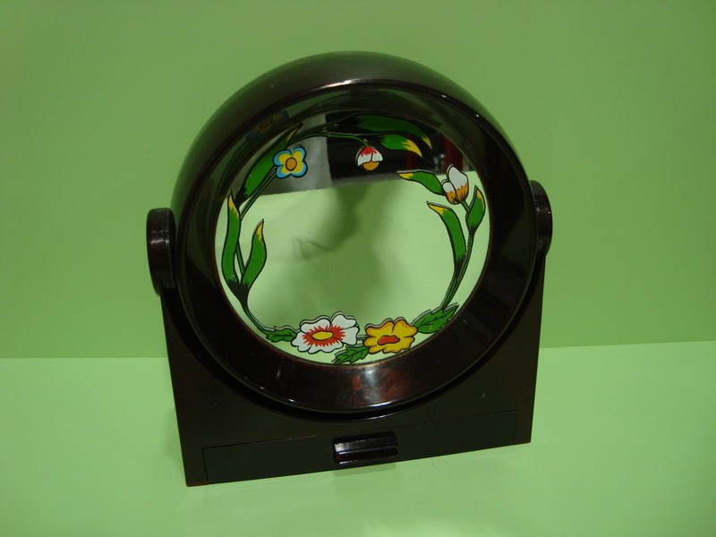 Vintage Yaps Music Jewelry Box Mirror Hong Kong Flowers "You Light up my Life"
