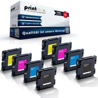 8x Premium Gel-Patronen für Ricoh GC41 Reman Drucker Kartuschen-Easy Print Serie