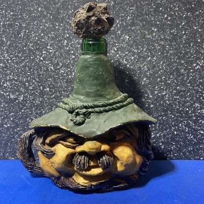 Folk Art Handmade Custom Clay Sculpture On Glass Bottle