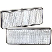 2x Reflektor Rechteck Rückstrahler weiß Katzenauge Anhänger LKW E-Prüfzeichen
