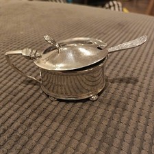 Antique Sterling Silver Mustard Pot and Spoon