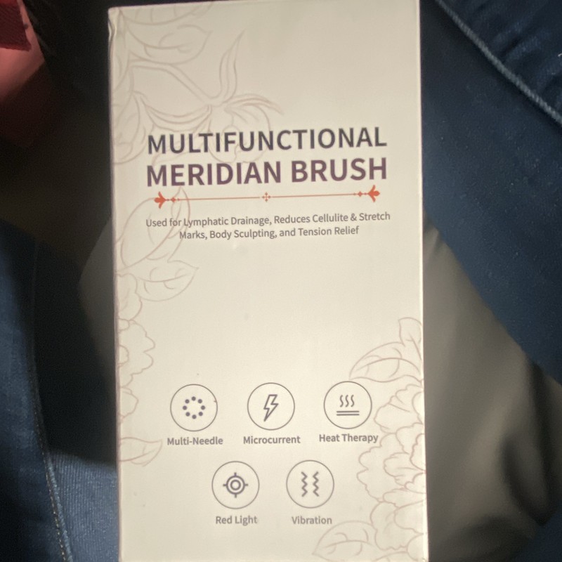 Meridian Brush Full Body Massager Microcurrent Heat Red Light Vibration White