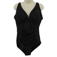 Swimsuits For All Women 16 Solid Black Underwire One Piece Swimsuit Bathing Suit