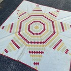 Vintage Handmade Lone Star Quilt Red Yellow White Patchwork Blanket 69x68 — photo 5