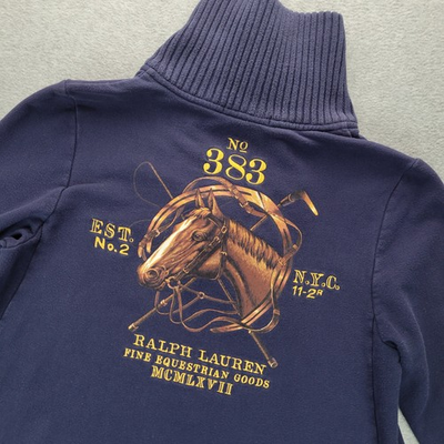 #ad Ralph Lauren Vintage Equestrian Horse Blue 383 Big Pony Toggle Sweater Medium $60.00