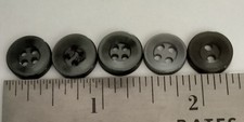 Lot of 6 Vintage Dark Gray Black 4-Hole Buttons ~5/8