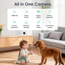 Versatile Indoor Security Camera for Pets Babies: 24/7 Monitoring Alerts