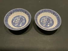 2 Vintage Fine Myott Meakin Tableware 6.5”Cereal Bowls BLUE WILLOW England Small