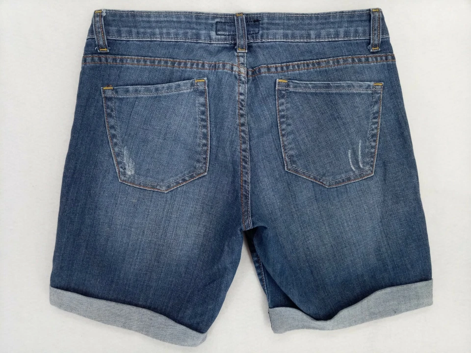 Pantalones cortos de mezclilla Cielo Jeans para mujer talla L azules desgastados con puños elásticos Foto 3 de 4
