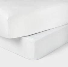 NWT~ Threshold FULL Box Spring Cover White Twill Tailored 75" x 54"