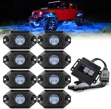 MICTUNING 8 Pcs RGB LED Rock Lights Underglow Underbody Car Lights for Truck UTV