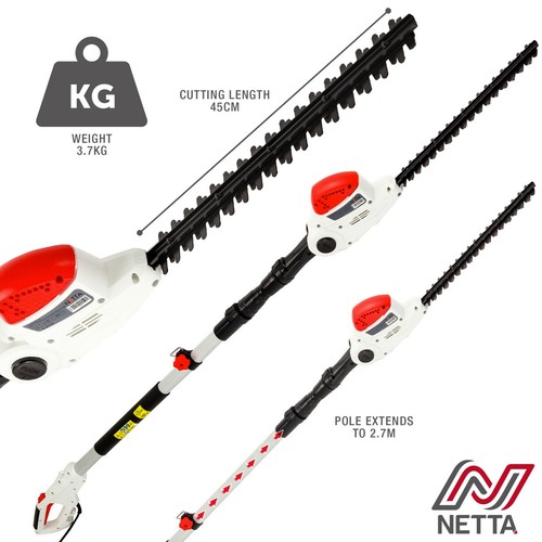 NETTA Electric Corded 550W Long Reach Pole Hedge Trimmer Bush Cutter Pruner 5055592583092 eBay