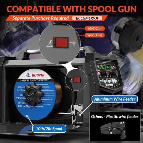 200A MIG Welder, 7 in 1 Gas MIG/MAG/Gasless Flux Core MIG/Lift TIG/Stick/Spot - Picture 5 of 7