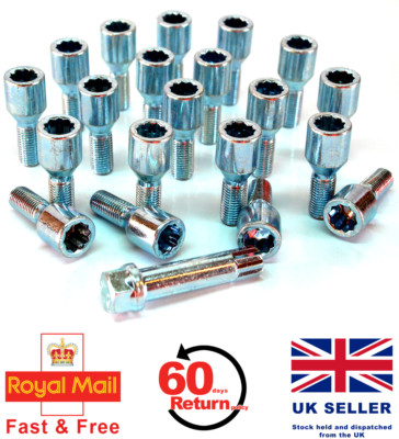 20 x Alufelgen Tunerschrauben M12 x 1,5 mit 17mm Sechskant Sternschlüssel - Lotus