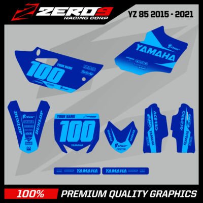 Custom MX Grafik Kit Motocross: Yamaha YZ 85 2002 - 2021 - BLOCK BLU/BLU
