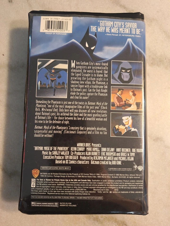 Batman Animated Series Mask of the Phantasm VHS,1994 Lot Of 9*X-Men/Spiderman/Hu Foto 4 de 4
