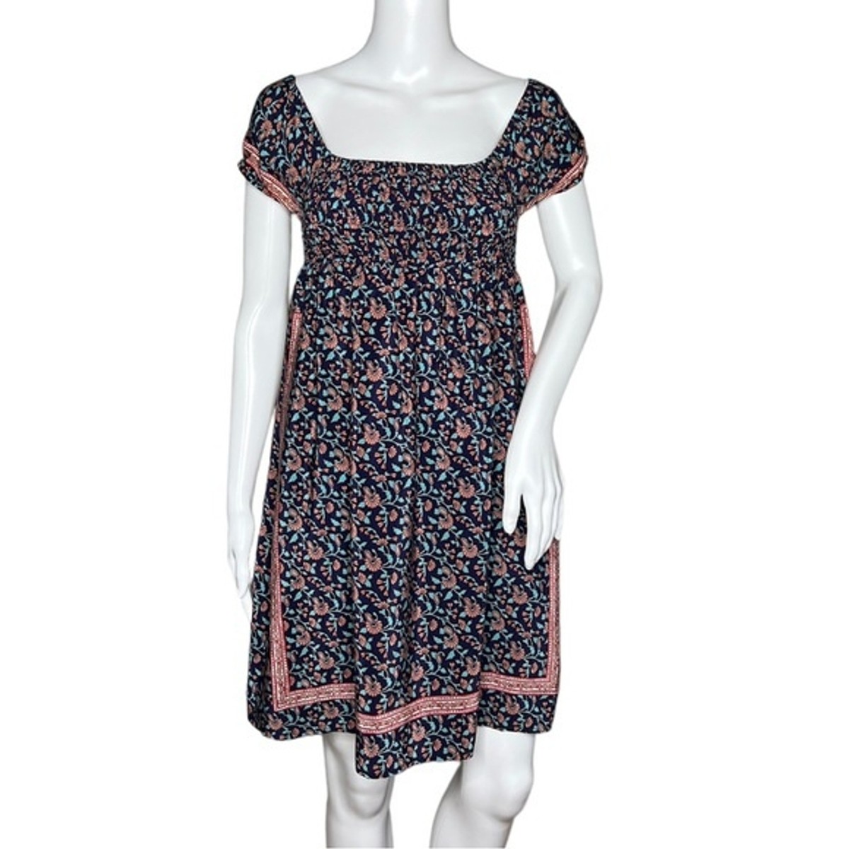 Urban Outfitters Ecote Dress Blue Pink Floral Flower Silk Cottage