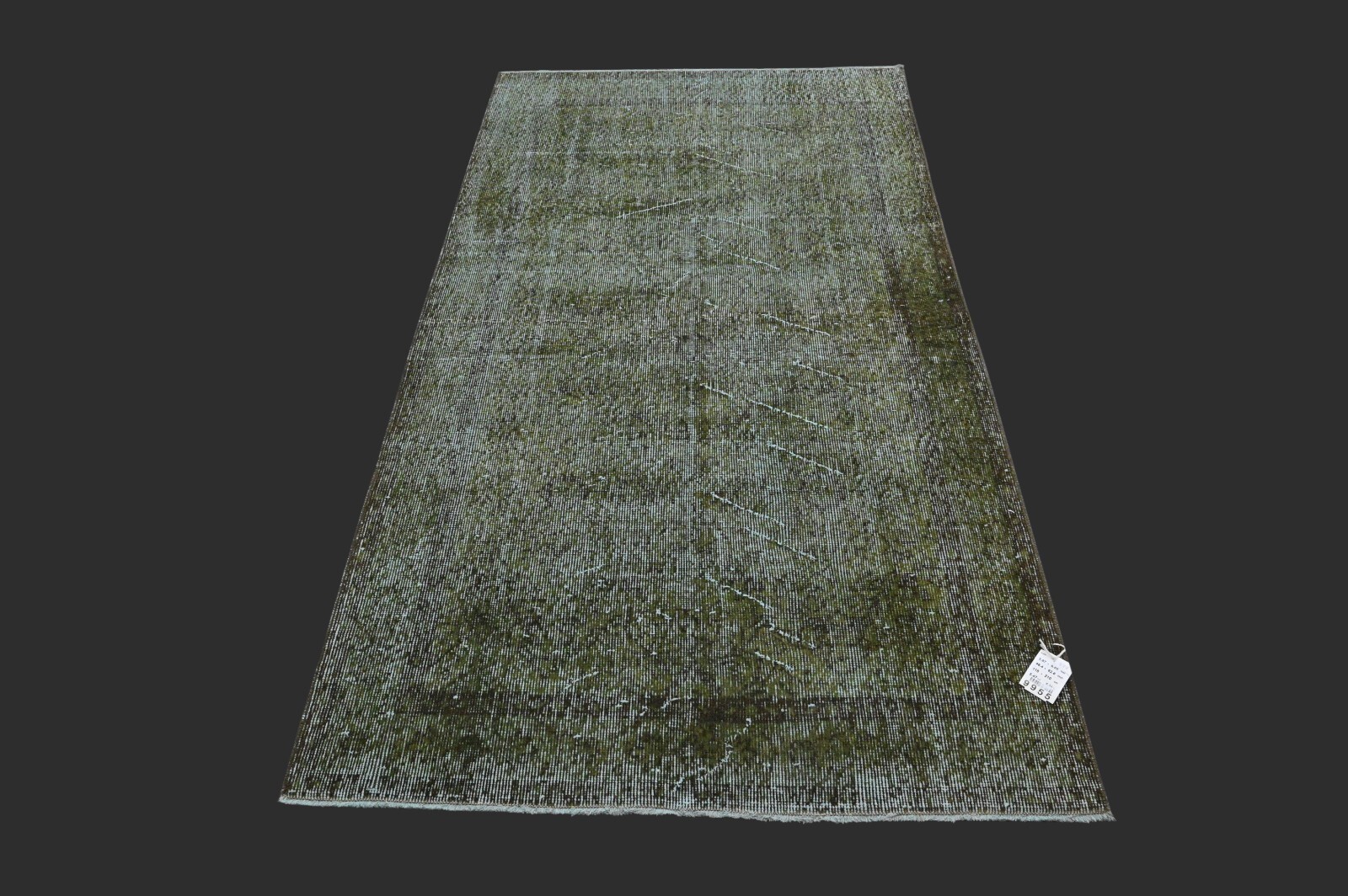 Vintage Turkish Oushak Rug, Green 4x7 ft, Handmade Wool, Bohemian Anatolian