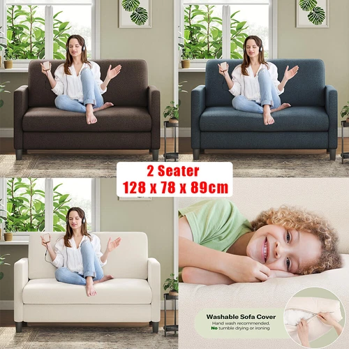 128CM Teddy Velvet Sofa 2-Sitzer Modern Couch Lounge Sessel Loveseat Wohnzimmer - Bild 1 von 33