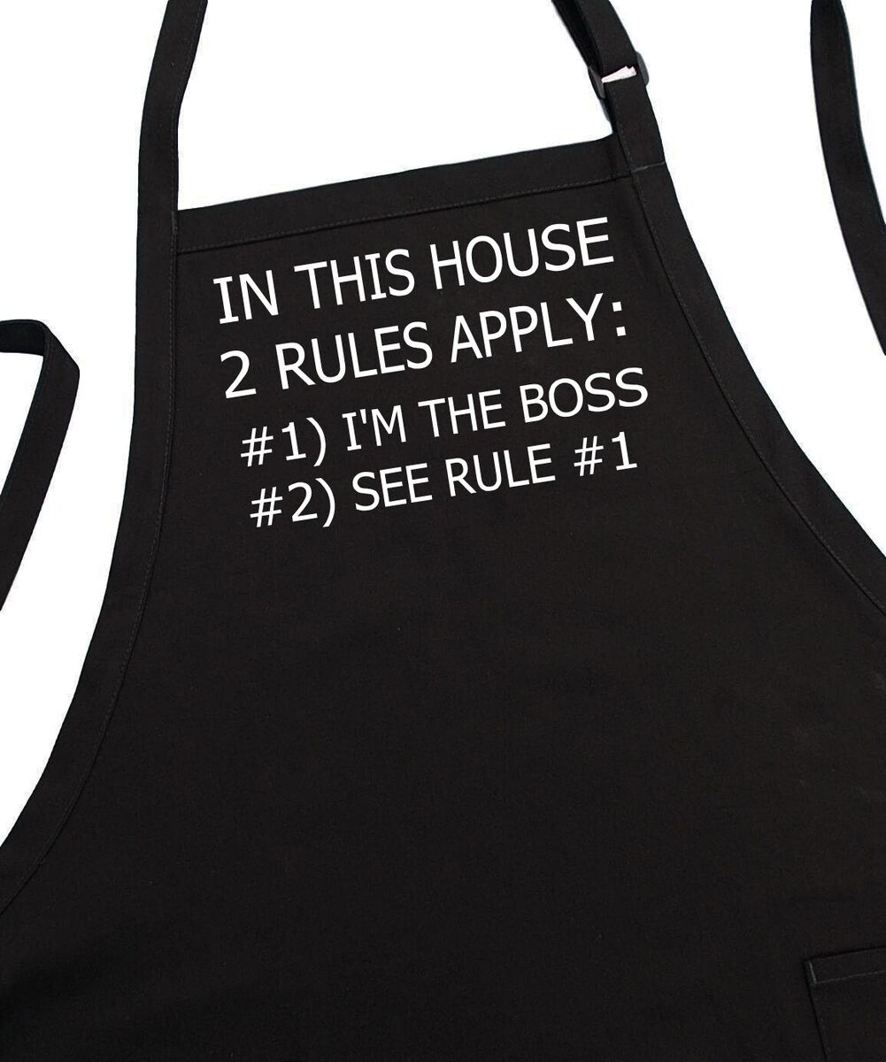 Funny White Apron I'm the Boss Novelty Kitchen Aprons 