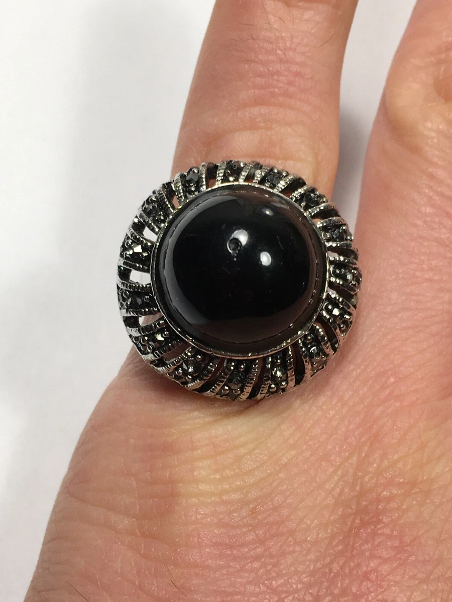 Bague or avec pierre noire sales