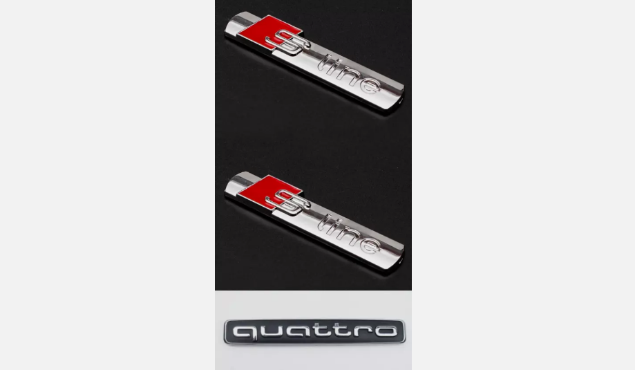 For Audi Chrome FIT Audi 2pcs SLine Side Emblem and Quattro Rear Emblem Logo NEW