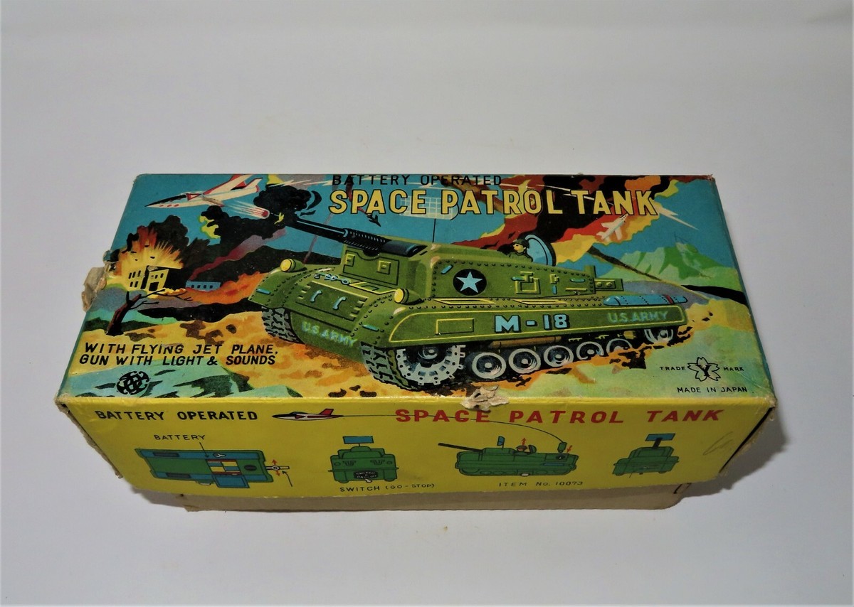 兵馬桶 ミニチュア RARE 1950s Yonezawa Battery Operated SPACE Patrol Tank Toy