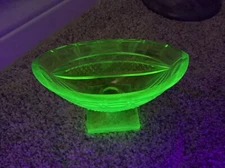 Gorgeous Amber Hand Cut Open Master Salt Dish Cellar UV Positive Blacklight +