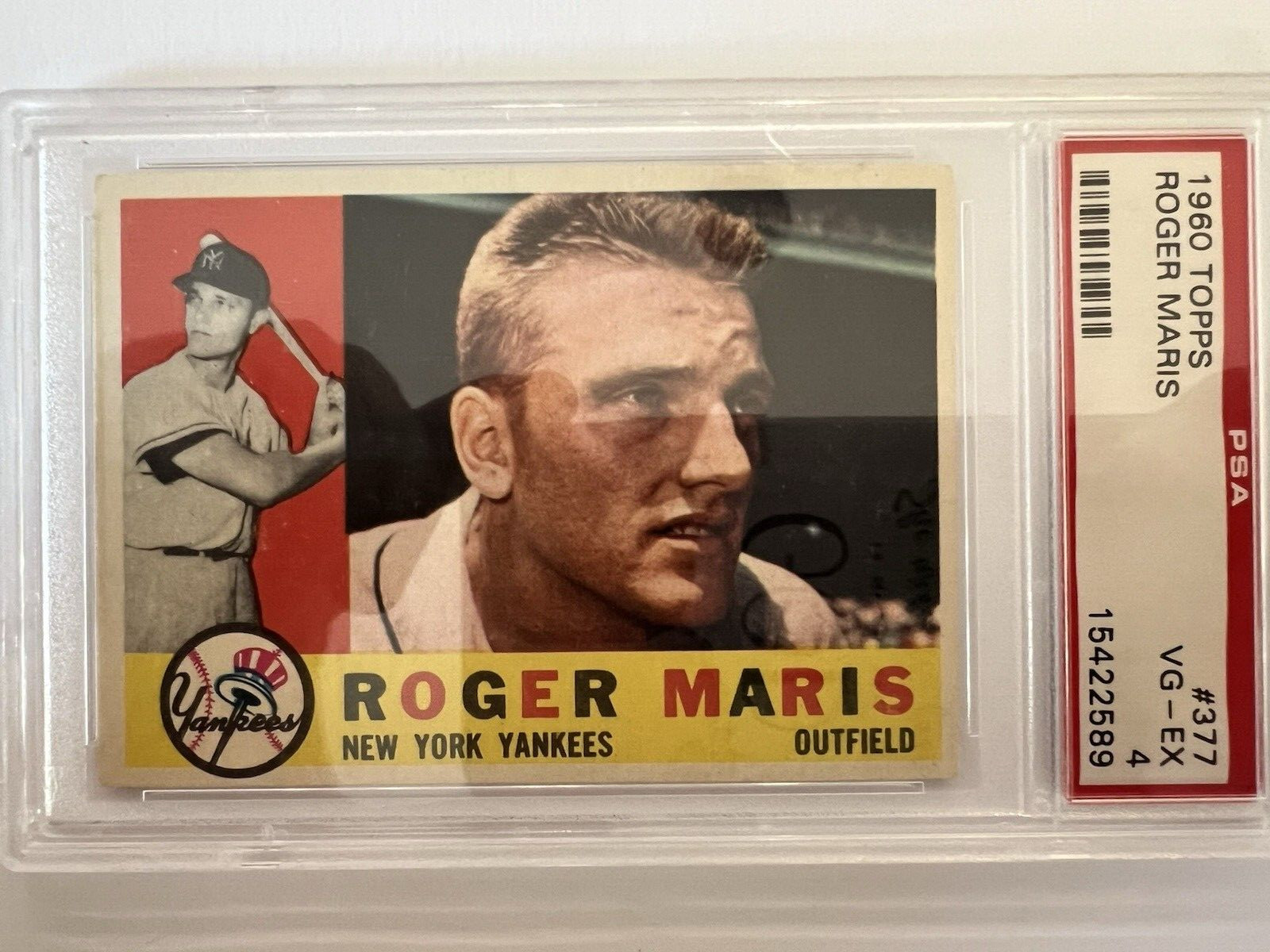 1960 Topps #377 Roger Maris PSA 4 Graded Baseball Card MLB New York Yankees