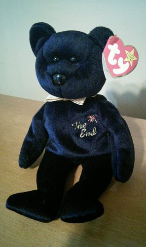"the end" bear retired ty beanie baby 1999 with rare flat tag