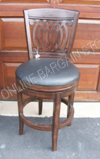 Frontgate Wood Leather Kitchen Dining COUNTER 24" Height Stool Barstool Chair 