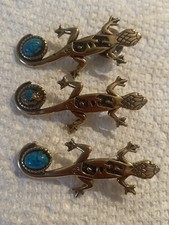 3 LOT HARLEY DAVIDSON VINTAGE LIZARD PINS W/ TURQUOISE MADE IN USA NEW
