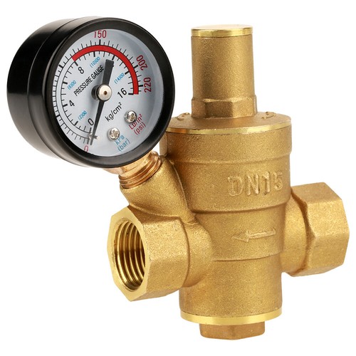 DN15 Brass Water Pressure Reducing Regulator Valve Reducer with Gauge Meter tsh - Picture 2 of 12