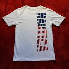 Nautica Tee Shirt White With American Flag Logo Boys Size Large 14 / 16