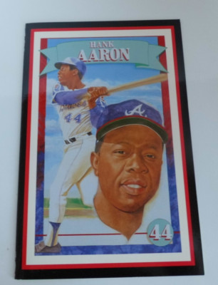 (M 5 ) HANK AARON Portrait Card 1992 Allan Kaye's Cards - Fold Out Promo -BRAVES